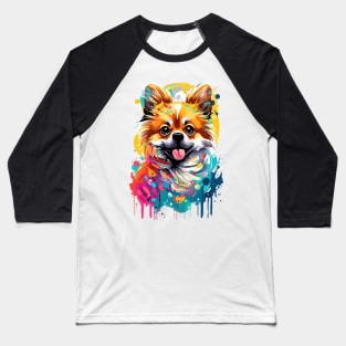 Pomeranian Colourful - Cute Pomeranian Pom Dog Spitz Baseball T-Shirt